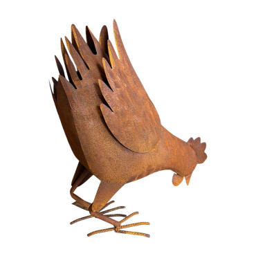 Poule décorative fer 38x18x39cm