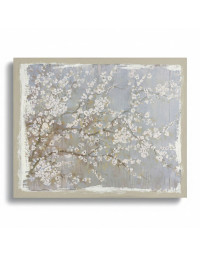 Tableau Mural Géant sur Toile de Lin avec Pommier en Fleurs Blanc 150x120cm