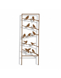 Treillage de Jardin en Fer Marron Silhouette Oiseaux sur Branches 38x1x115cm