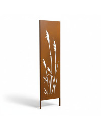Panneau Décoratif de Jardin Roseaux en Fer Effet Rouille 30x120cm