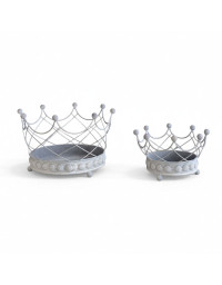 Ensemble de 2 Cache pots en Forme de Couronne Royale en Fer 16x14x14cm
