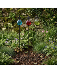 Ensemble 3 grand tuteurs boule fonte fleurs de lys 12x140cm