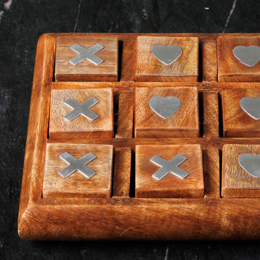 Jeu oxo love en bois de manguier 4x18x18cm