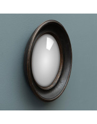 Miroir Convexe Rond bord noir or résine 27cm