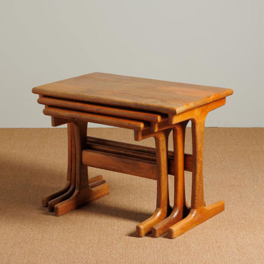 Table d'Appoint Gigognes Trato Bois de Manguier 62x45x38cm