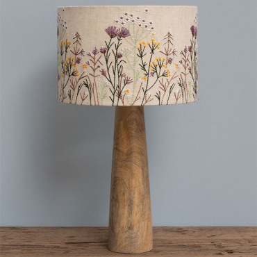 Lampe à Poser Fleurs Brodées Wildflower Bois de Manguier 54x28cm
