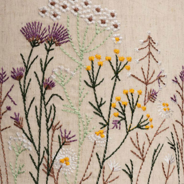 Lampe à Poser Fleurs Brodées Wildflower Bois de Manguier 54x28cm