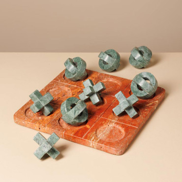 Jeux Morpion Oxo Marbre Travertin 23x23x6cm