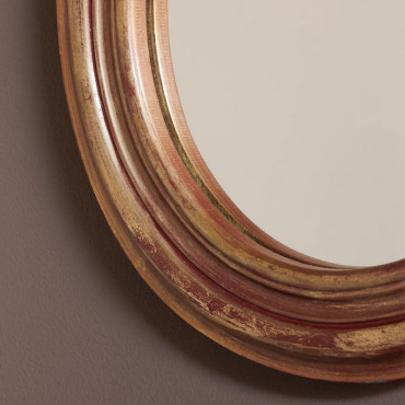 Duo 2 Miroirs Ovales Or Bois de Manguier 36x30cm