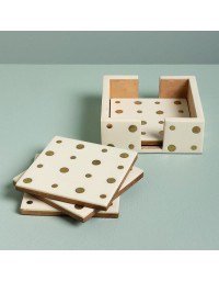 Set 4 Dessous de Verre Cloutés Memphis Doré résine 4x10x10cm