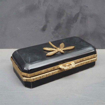 Boîte Libellule Baroque Bois Résine 4x8x19cm