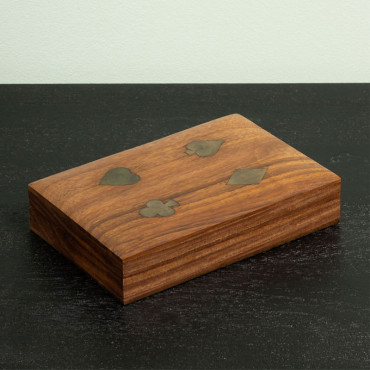 Boîte 2 Jeux de Cartes et Dés Bois 4x12x18cm