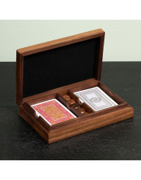 Boîte 2 Jeux de Cartes et Dés Bois 4x12x18cm
