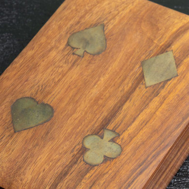 Boîte 2 Jeux de Cartes et Dés Bois 4x12x18cm