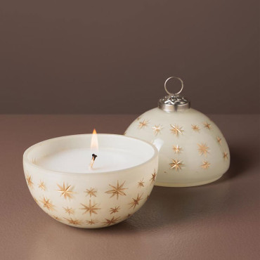 Petite Bougie Boule étoilée 1 Mèche Verre 8cm