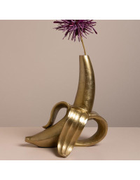 Vase Soliflore Banane Dorée Aluminium 6x24x25cm