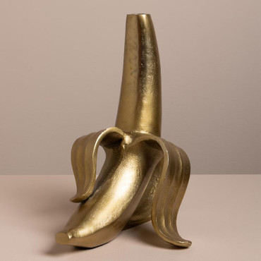 Vase Soliflore Banane Dorée Aluminium 6x24x25cm
