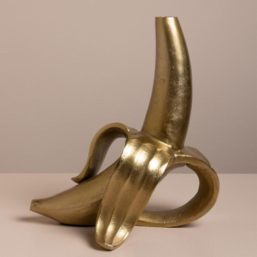 Vase Soliflore Banane Dorée Aluminium 6x24x25cm