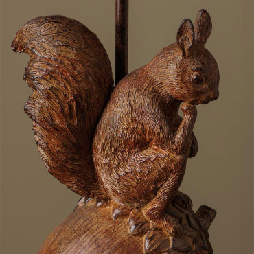 Lampe à Poser Ecureuil Pensif Résine Lin 30x55cm