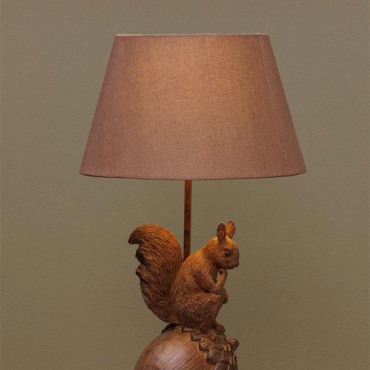 Lampe à Poser Ecureuil Pensif Résine Lin 30x55cm