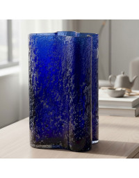 Vase Volcanique Bleu Verre 20x20x30cm