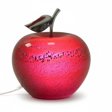 Lampe à Poser Manzana Pomme Rouge Verre bullé 24x24x27cm
