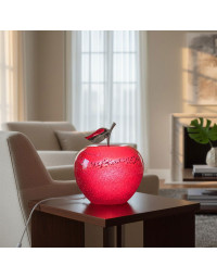 Lampe à Poser Manzana Pomme Rouge Verre bullé 24x24x27cm