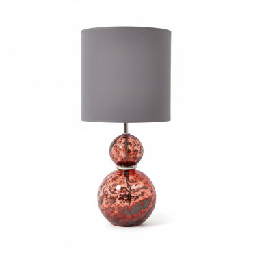 Lampe à Poser Volcanique rouge Verre bullé 25x25x55cm