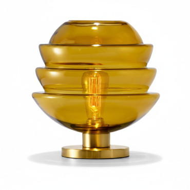 Lampe à Poser Helios Moutarde Verre 29x29x29cm