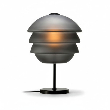 Lampe à Poser Athéna Grise Verre fumée Métal 29x29x42cm