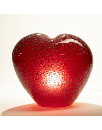 Lampe à Poser Affection Coeur rouge Verre bullé 32x17x28cm