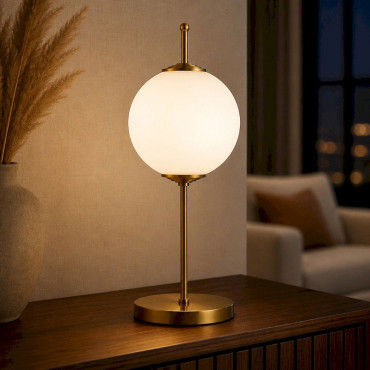 Lampe à Poser Boule Kota Led métal doré 20x20x52cm