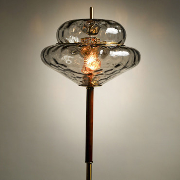 Lampadaire Osana Led Verre fumée gris métal 45x45x160cm