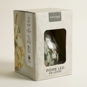 Lampe à Poser Led Poire Verte verre 11x11x17cm