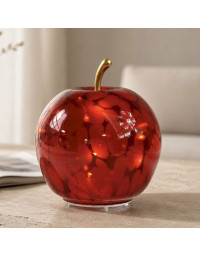 Lampe à Poser Led Pomme rouge verre 15x15x17cm