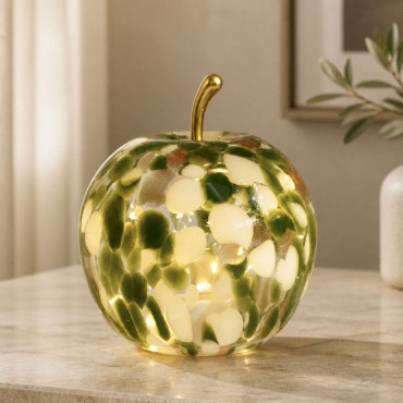 Lampe à Poser led Pomme Verte verre 15x15x17cm