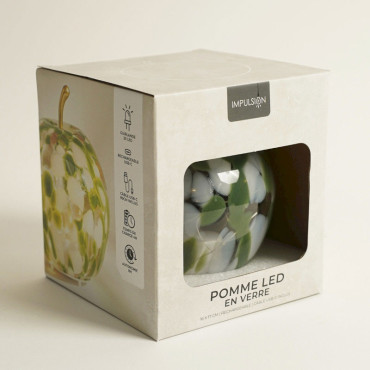 Lampe à Poser led Pomme Verte verre 15x15x17cm