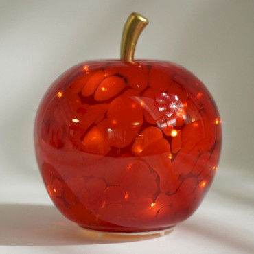 Lampe à Poser Led Grande Pomme Rouge verre 22x22x24cm