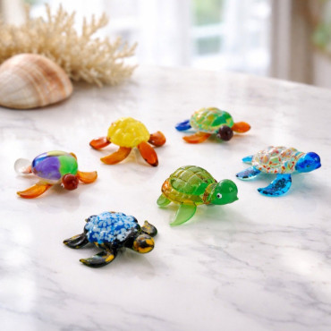 Figurine Miniature Tortue Verre Verte 7x6x3cm