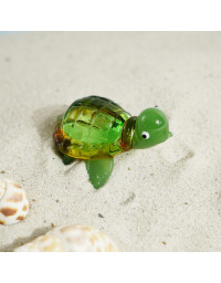 Figurine Miniature Tortue Verre Verte 7x6x3cm