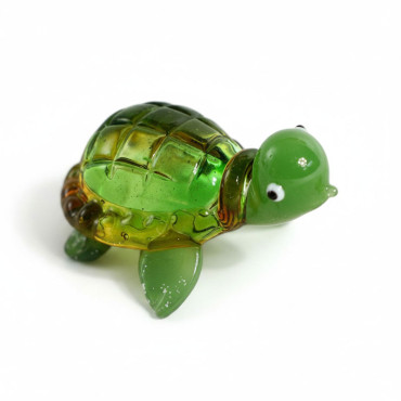 Figurine Miniature Tortue Verre Verte 7x6x3cm