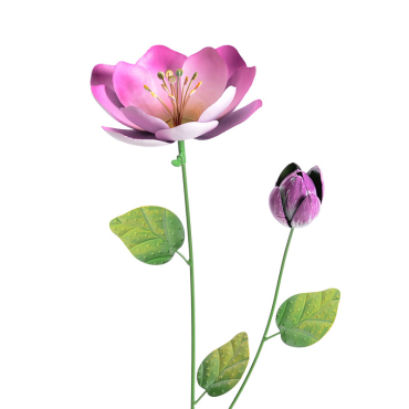 Tuteur fleur rose 11x9x41cm