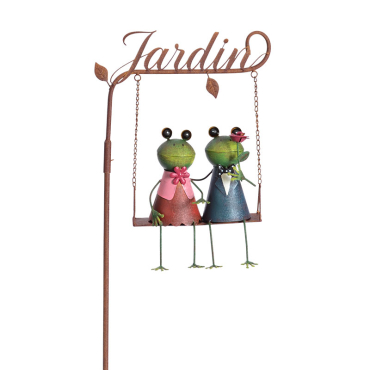 Tuteur couple de grenouilles Jardin 12x6x58cm