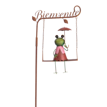 Tuteur grenouille Bienvenue 12x6x58cm