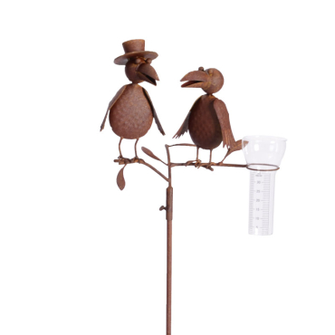 Pluviomètre couple d'oiseaux 11x9x50cm