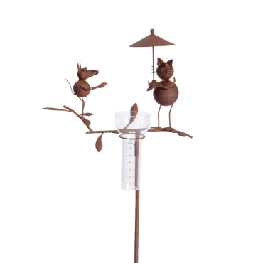Pluviomètre chat et souris 12x9x48cm