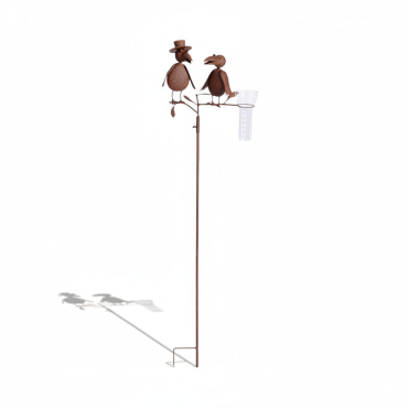 Pluviomètre couple d'oiseaux 28x23x127cm