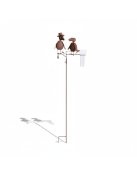 Pluviomètre couple d'oiseaux 28x23x127cm