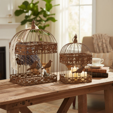 Set 2 cages plantes oiseau 27x19x42cm