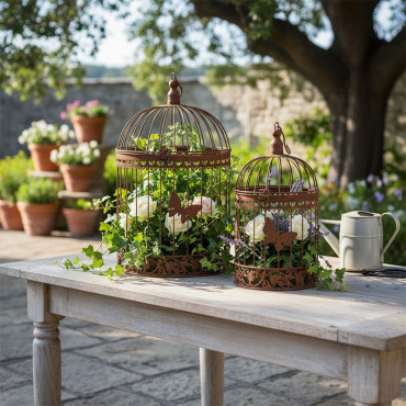 Set 2 cages plantes papillon 25x50cm